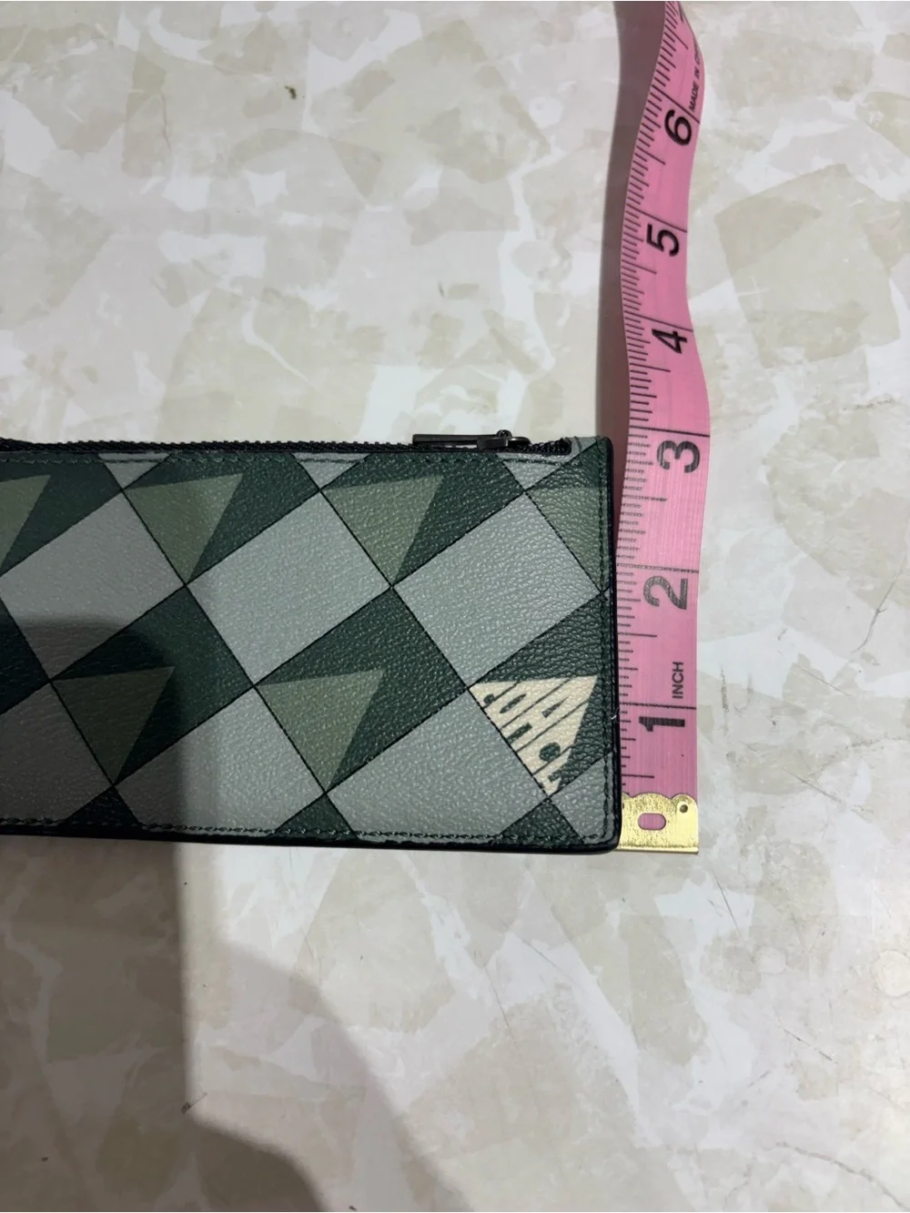 Coach Men's Geometric Pattern Card Holder in Green and Black